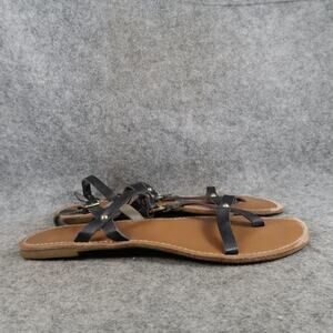 Montego Bay Club Shoes Womens 9 Sandals Strappy Gladiator Boho Flat Black Buckle